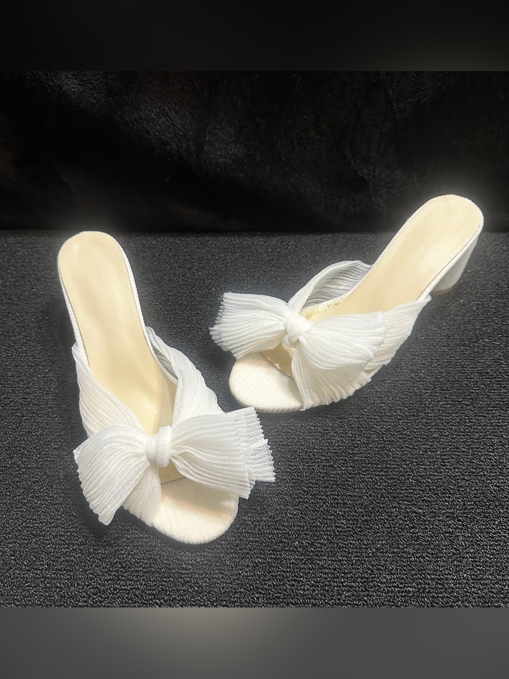 Pleated Bow Tie Sandals